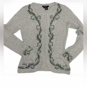 NWT Exquisite Karen Kane Heather Gray Embellished Cashmere Blend Sweater
